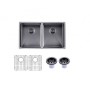 Gun Metal Grey Stainless Steel Handmade Double Bowls Top/Undermount Kitchen/Laundry Sink 770x450x215mm